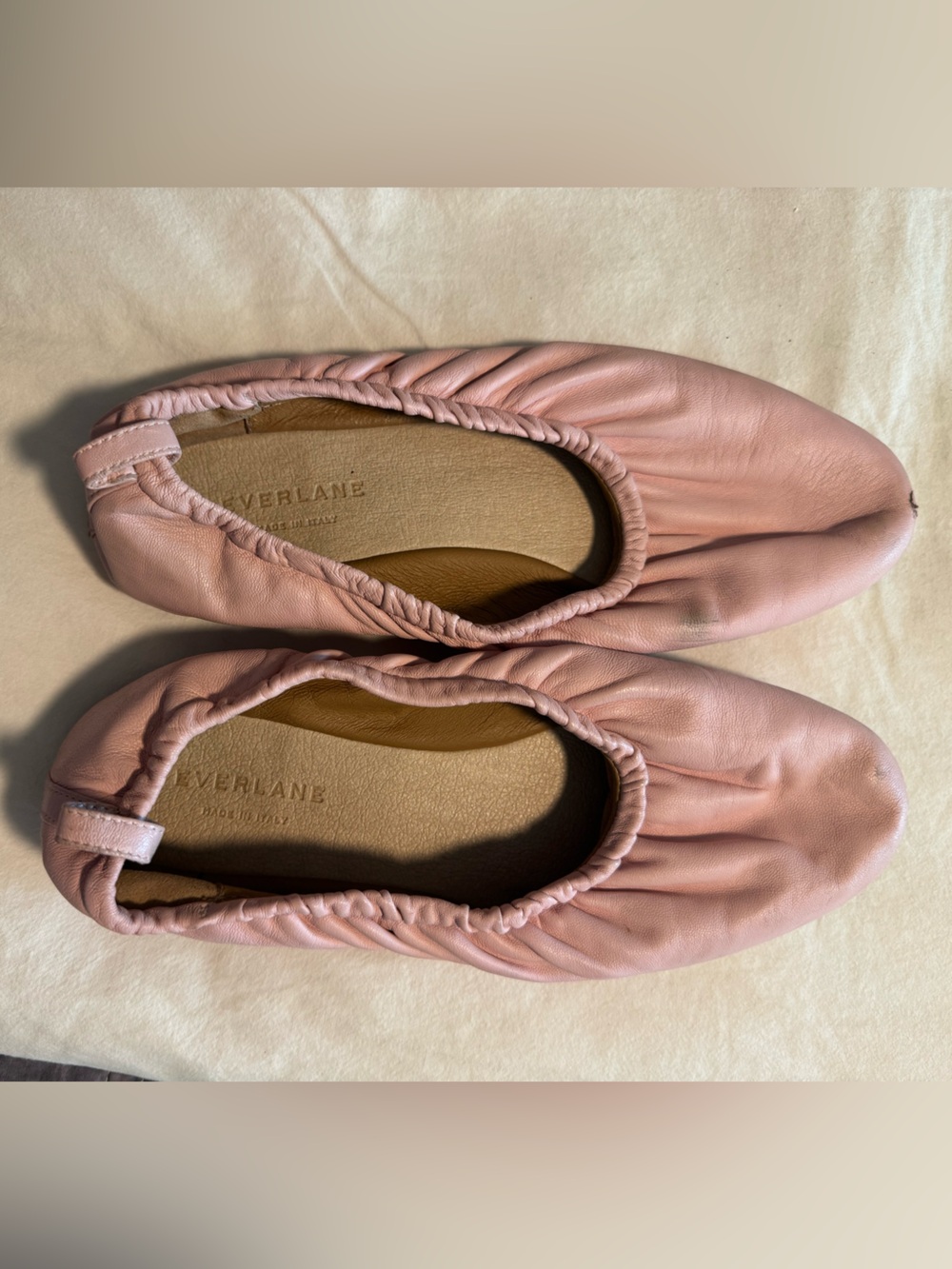 Everlane Ballet Pink Scrunch Flats